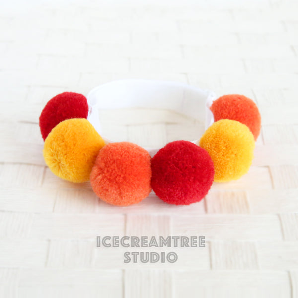 Red PomPom Necklace - Elastic Pet Collar