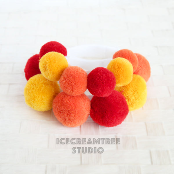 Red PomPom Necklace - Elastic Pet Collar