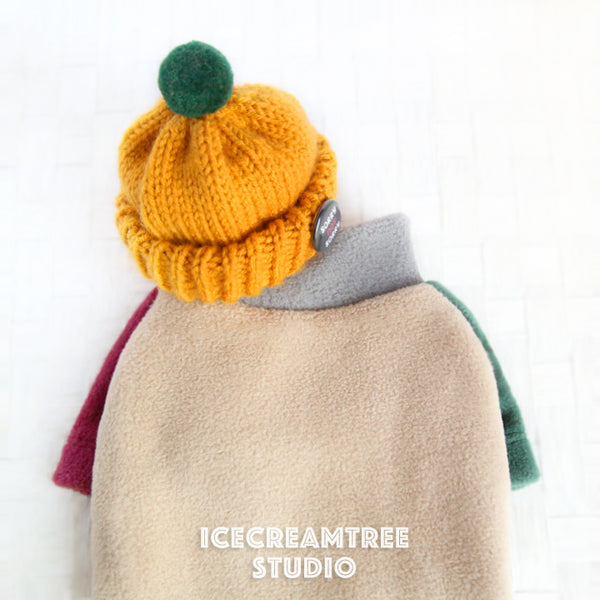 Color Block Fleece Sweater and Beanie Urban Look Outfit - Pet Clothing