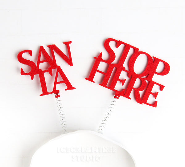 Santa Stop Here Headband - Elastic Pet Collar