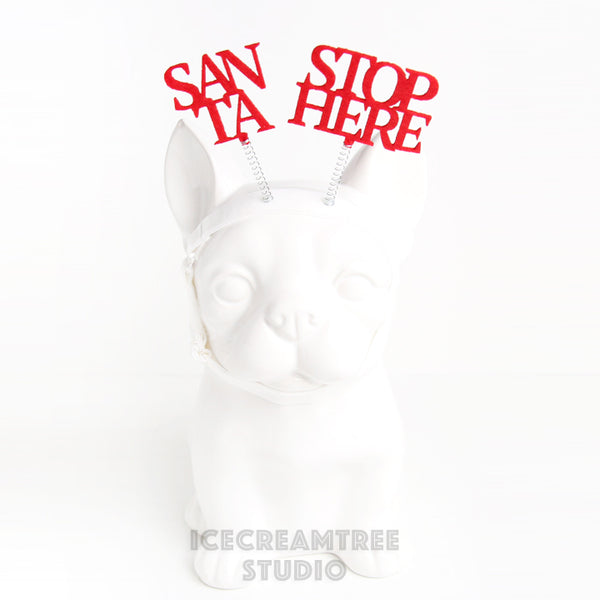 Santa Stop Here Headband - Elastic Pet Collar