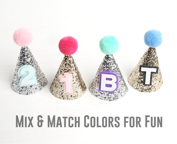 Gold Sparkle Base Custom Birthday Hat - Pet Birthday Hat