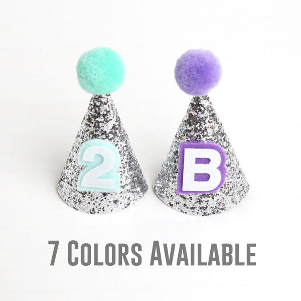 Silver Sparkle Base Custom Birthday Hat - Pet Birthday Hat