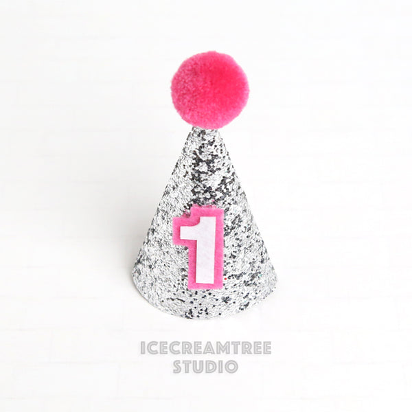 Silver Sparkle Base Custom Birthday Hat - Pet Birthday Hat