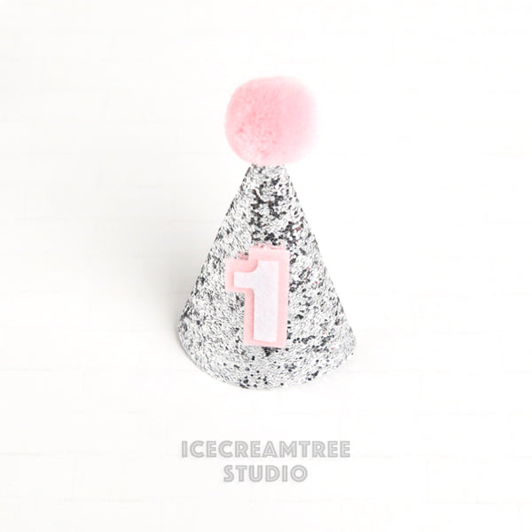 Silver Sparkle Base Custom Birthday Hat - Pet Birthday Hat