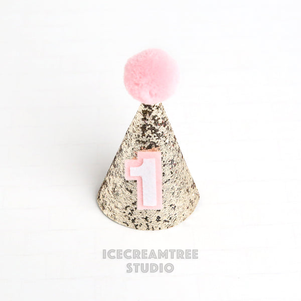 Gold Sparkle Base Custom Birthday Hat - Pet Birthday Hat