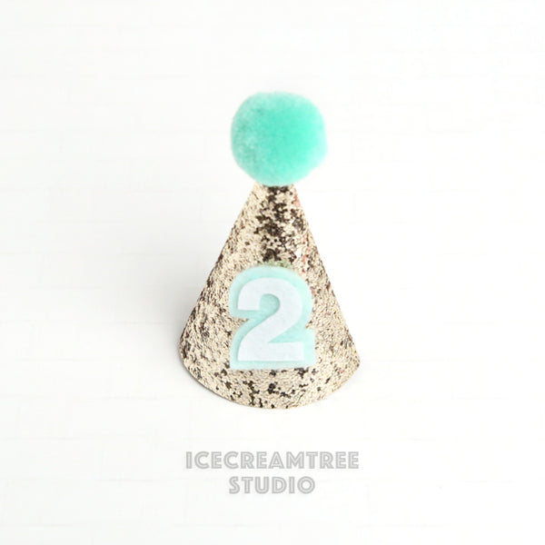 Gold Sparkle Base Custom Birthday Hat - Pet Birthday Hat