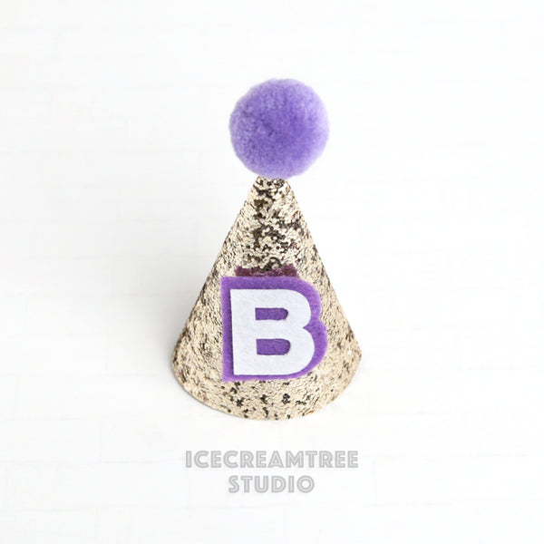 Gold Sparkle Base Custom Birthday Hat - Pet Birthday Hat