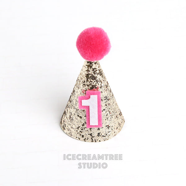 Gold Sparkle Base Custom Birthday Hat - Pet Birthday Hat