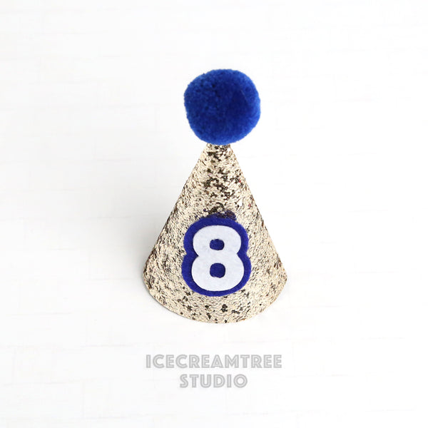 Gold Sparkle Base Custom Birthday Hat - Pet Birthday Hat