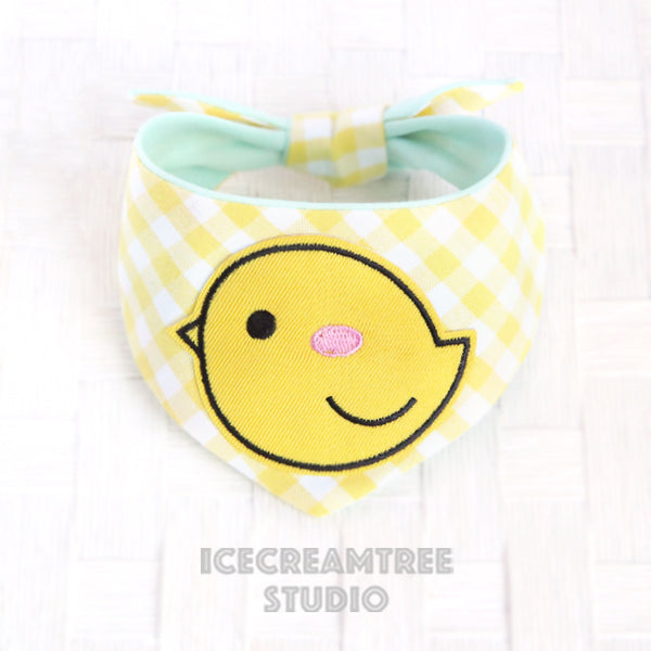 Yellow Gingham Check Chick Bandana - Tie on Modern Pet Bandana Scarf