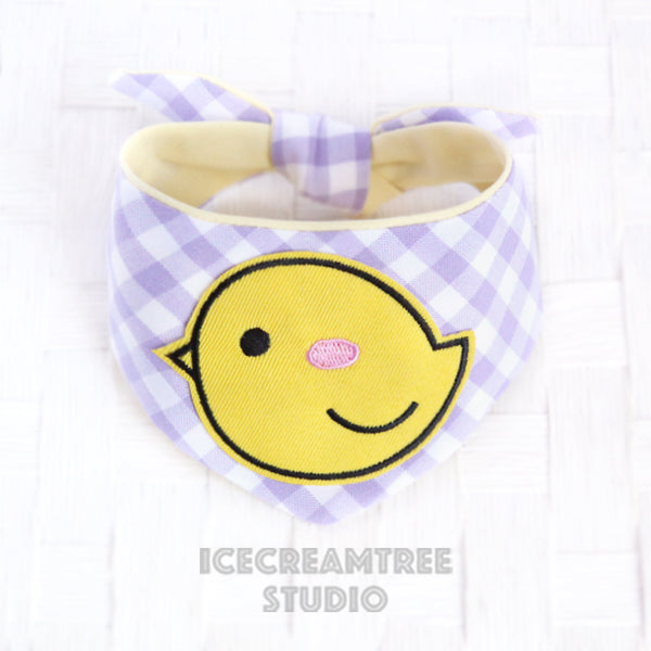 Lavender Gingham Check Chick Bandana - Tie on Modern Pet Bandana Scarf