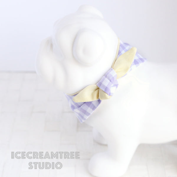 Lavender Gingham Check Chick Bandana - Tie on Modern Pet Bandana Scarf