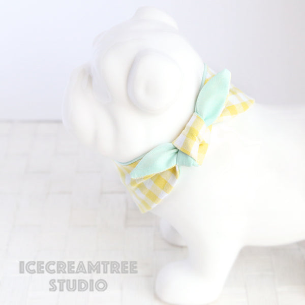 Yellow Gingham Check Chick Bandana - Tie on Modern Pet Bandana Scarf