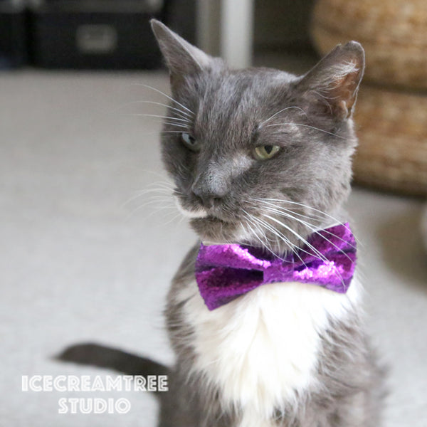 Flannel Soft Pink Herringbone Bow - Collar Slide on Bow