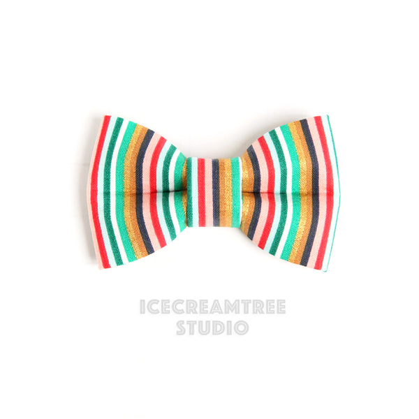 Happy Stripes Bow - Collar Slide on Bow