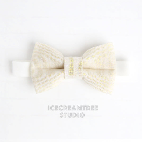 Ivory Gold Sparkle Linen Bow Tie - Pet Bow Tie