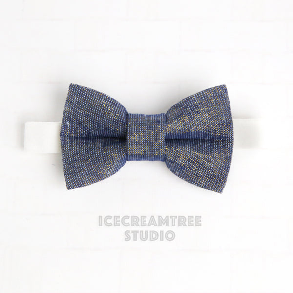 Navy Gold Sparkle Linen Bow Tie - Pet Bow Tie