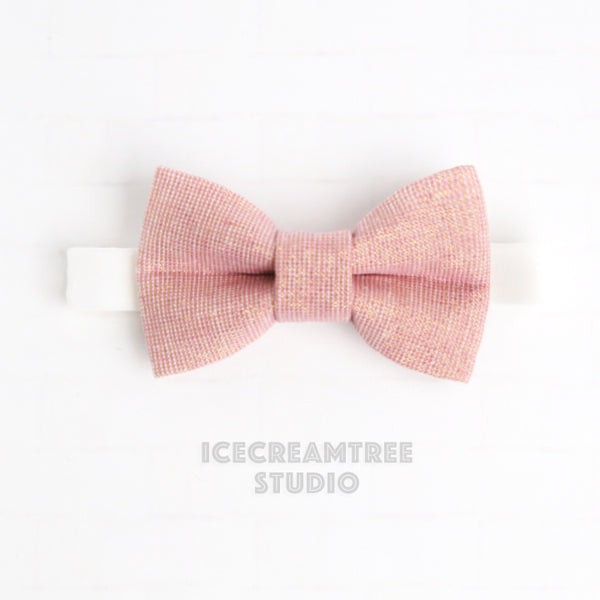 Rose Pink Gold Sparkle Linen Bow Tie - Pet Bow Tie