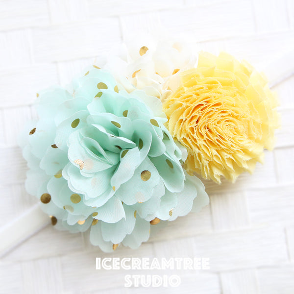 Mint Cream Yellow Bouquet Flower Collar Slide On - Bouquet Flowers Collar Accessory