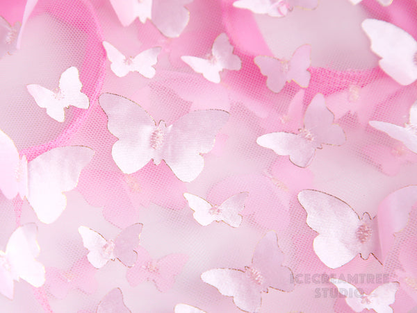 Pink 3D Butterfly Mesh Top - Pet Clothing