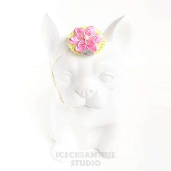 Flower with Mini Tassel Headband - Elastic Pet Collar