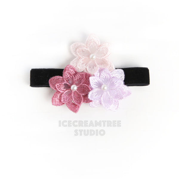 Triple Flower Headband - Elastic Pet Collar