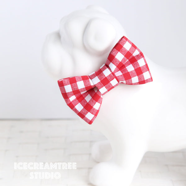 Red Gingham Check Bow Tie - Pet Bow Tie