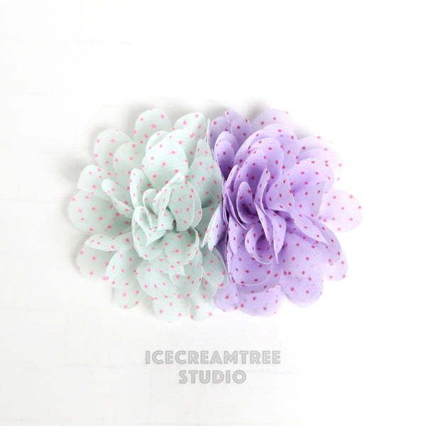 Mint Lavender Double Bloom Flower Collar Slide On - Large Flower Collar Accessory