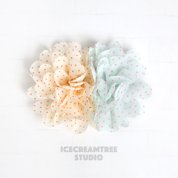 Cream Mint Double Bloom Flower Collar Slide On - Large Flower Collar Accessory