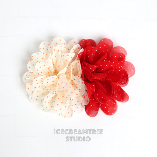 Cream Red Double Bloom Flower Collar Slide On - Large Flower Collar Accessory