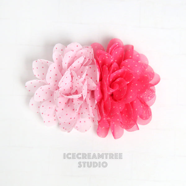 Pink Hot Pink Double Bloom Flower Collar Slide On - Large Flower Collar Accessory