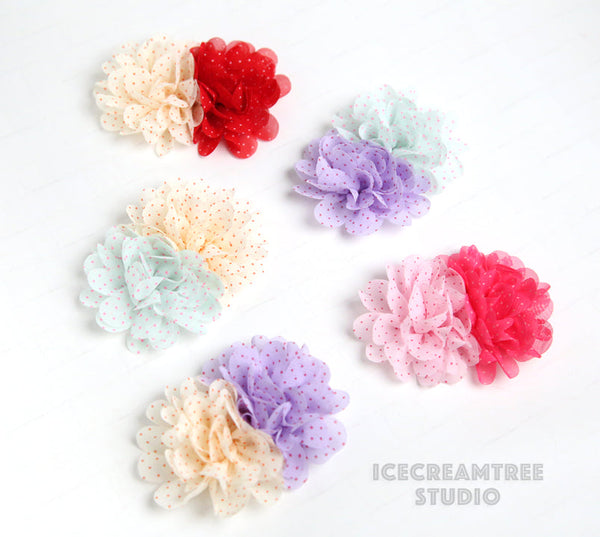 Lavender Cream Double Bloom Flower Collar Slide On - Large Flower Collar Accessory