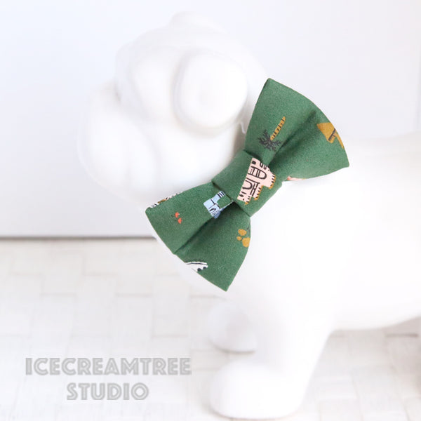 Forest Green Around the World Bow - Collar Slide on Bow