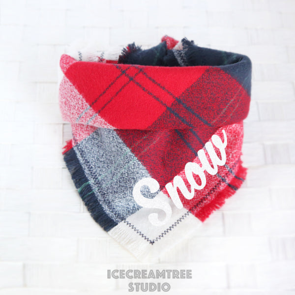 Red White Blue Plaid Bandana - Tie on Classic Flannel Pet Bandana Scarf