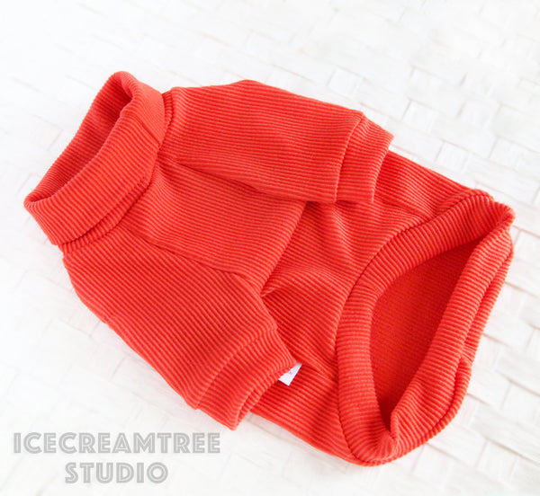 Orange Corduroy Turtleneck Top - Pet Clothing