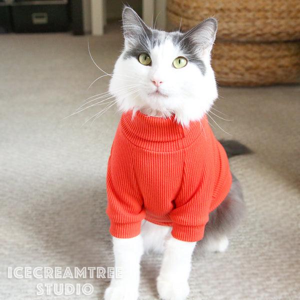 Orange Corduroy Turtleneck Top - Pet Clothing