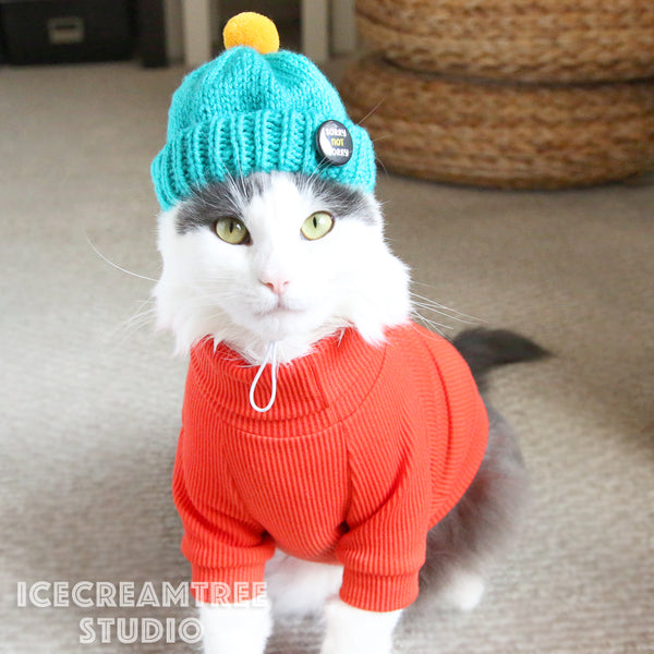 Orange Corduroy Turtleneck Top - Pet Clothing