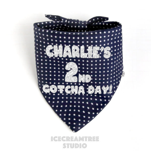 Custom Mini Navy Star Birthday Bandana - Tie on Classic Pet Bandana Scarf