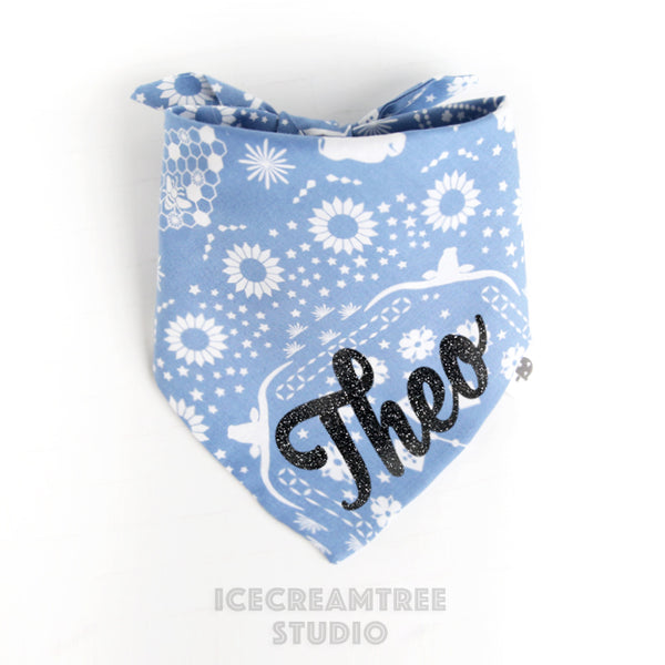 Baby Blue Paisley Bandana - Tie on Classic Pet Bandana Scarf