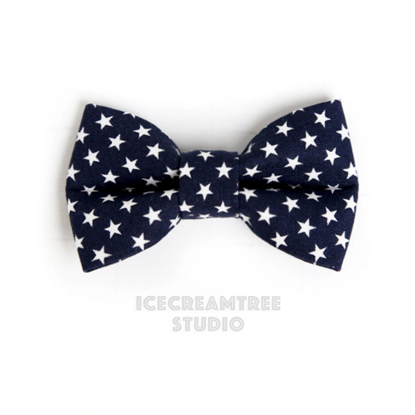Navy Star Patriotic Bow - Collar Slide on Bow