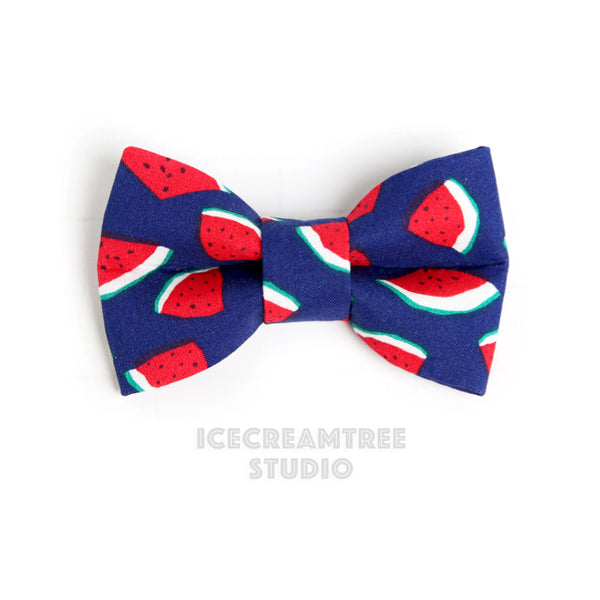 Navy Watermelon Bow - Collar Slide on Bow