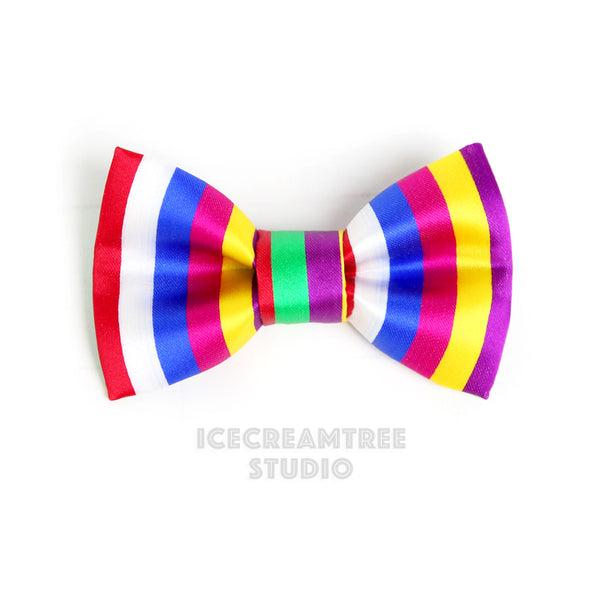 Saekdong Stripes Bow - Collar Slide on Bow