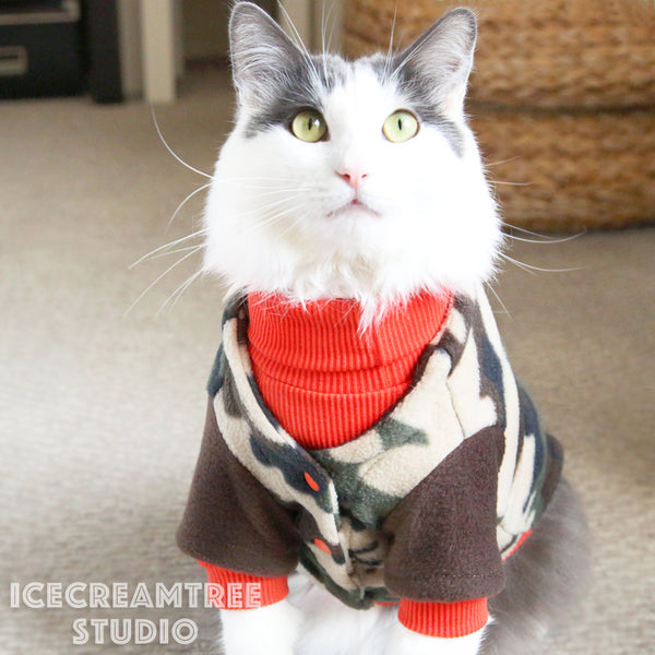 Camouflage Cardigan Sweater Camo Look Outfit - Pet Clothing