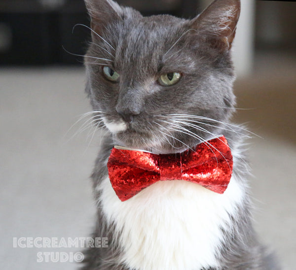 Flannel Gray Tartan Plaid Bow Tie - Pet Bow Tie