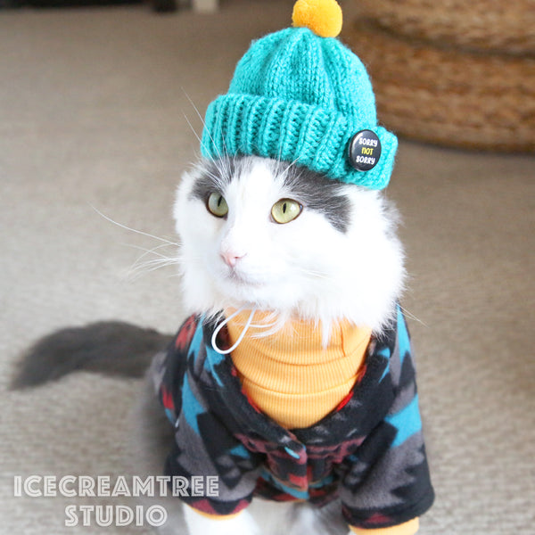 Turquoise Aqua Beanie - Pet Petite Hat