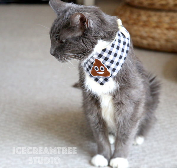 Black Gingham Check Lil' Pooper Bandana - Tie on Modern Pet Bandana Scarf