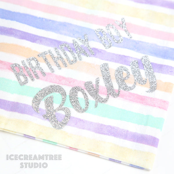Custom Pastel Stripes Birthday Bandana - Tie on Classic Pet Bandana Scarf