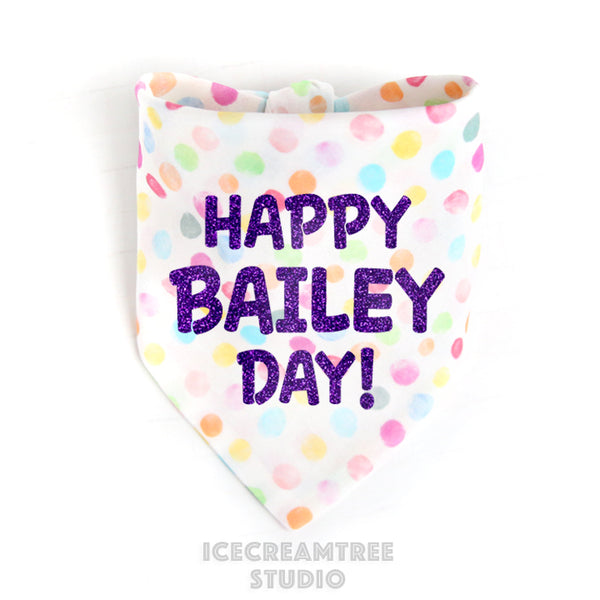Custom Confetti Birthday Bandana - Tie on Classic Pet Bandana Scarf