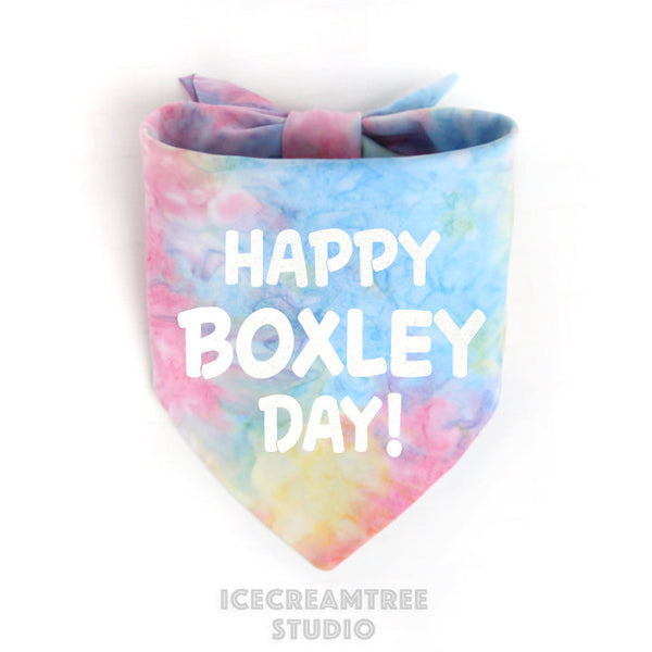 Custom Tie Dye Birthday Bandana - Tie on Classic Pet Bandana Scarf